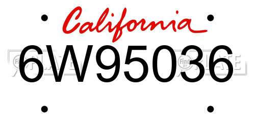 6W95036 California License Plate
