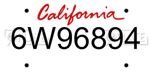 6W96894 California License Plate