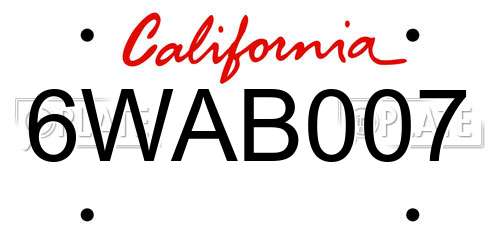 6WAB007 California License Plate