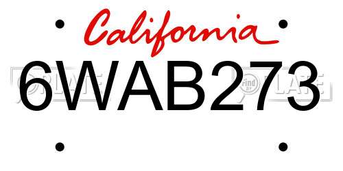 6WAB273 California License Plate
