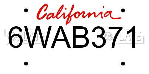 6WAB371 California License Plate