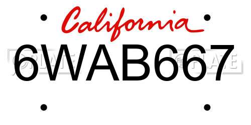 6WAB667 California License Plate