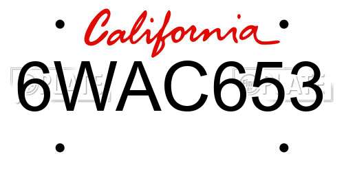 6WAC653 California License Plate