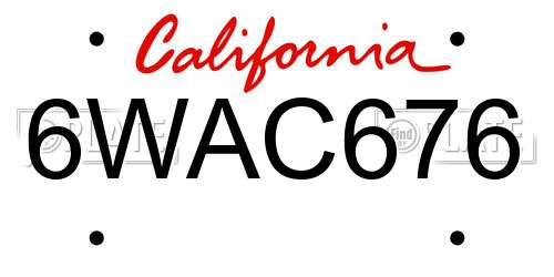6WAC676 California License Plate