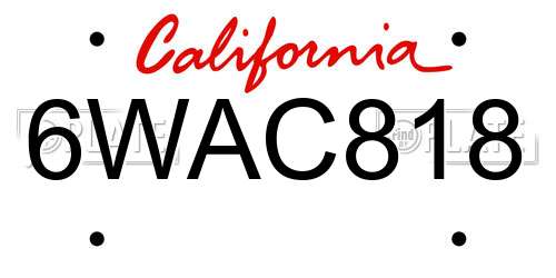 6WAC818 California License Plate