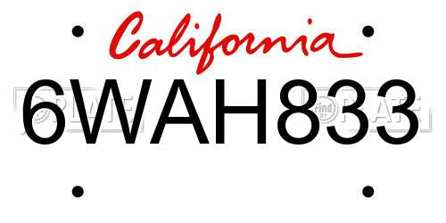 6WAH833 California License Plate