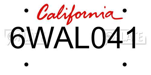 6WAL041 California License Plate