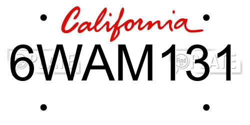 6WAM131 California License Plate