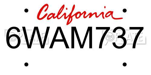6WAM737 California License Plate