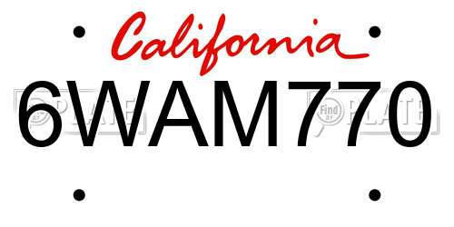 6WAM770 California License Plate
