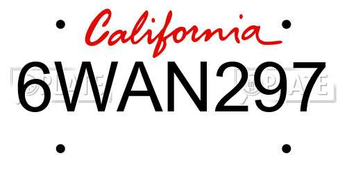 6WAN297 California License Plate