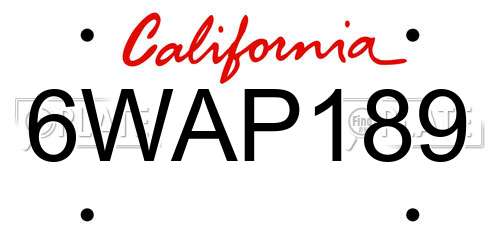 6WAP189 California License Plate