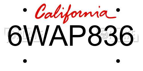 6WAP836 California License Plate