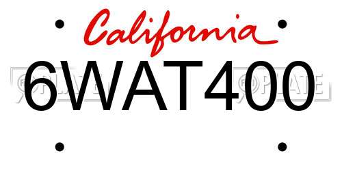 6WAT400 California License Plate