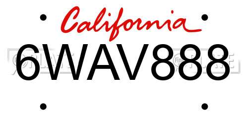 6WAV888 California License Plate