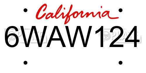 6WAW124 California License Plate