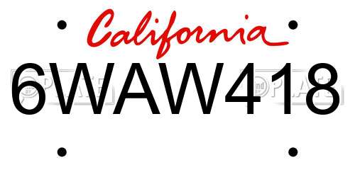 6WAW418 California License Plate