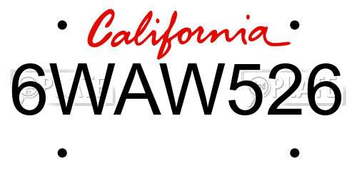 6WAW526 California License Plate