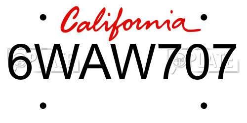 6WAW707 California License Plate