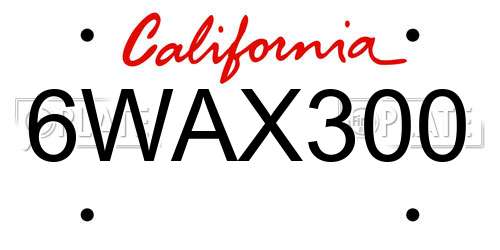 6WAX300 California License Plate