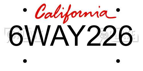 6WAY226 California License Plate