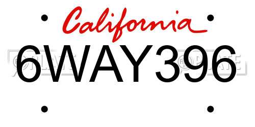 6WAY396 California License Plate