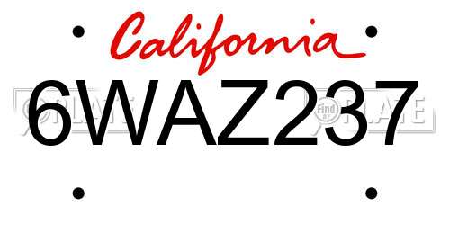 6WAZ237 California License Plate