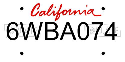 6WBA074 California License Plate