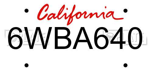 6WBA640 California License Plate