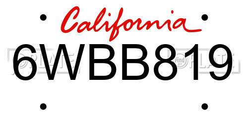 6WBB819 California License Plate