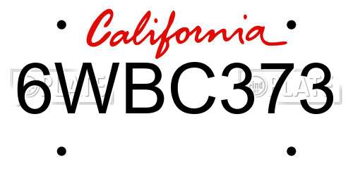 6WBC373 California License Plate