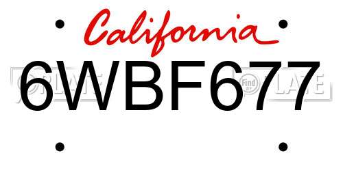 6WBF677 California License Plate