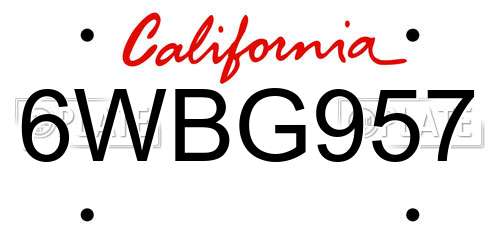 6WBG957 California License Plate