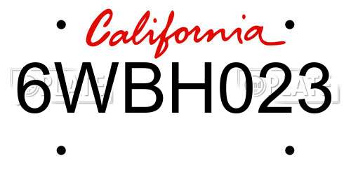 6WBH023 California License Plate