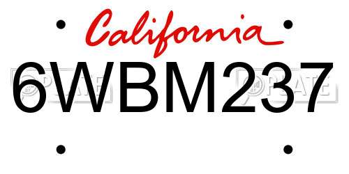 6WBM237 California License Plate