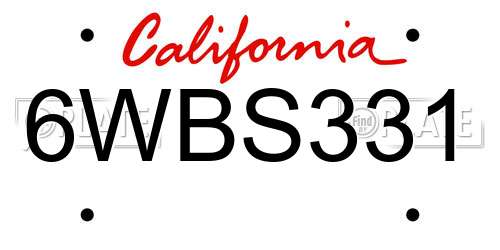6WBS331 California License Plate