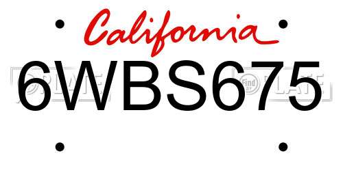 6WBS675 California License Plate