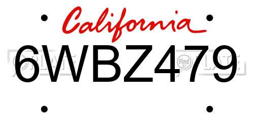 6WBZ479 California License Plate