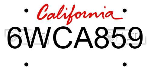 6WCA859 California License Plate