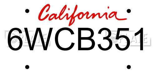 6WCB351 California License Plate