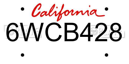 6WCB428 California License Plate