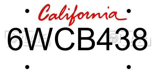 6WCB438 California License Plate