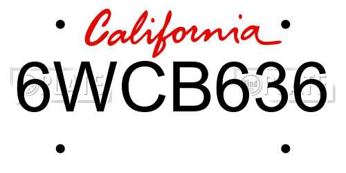 6WCB636 California License Plate