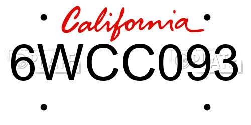6WCC093 California License Plate