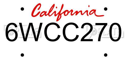 6WCC270 California License Plate