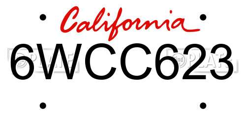 6WCC623 California License Plate