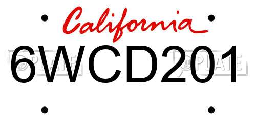 6WCD201 California License Plate