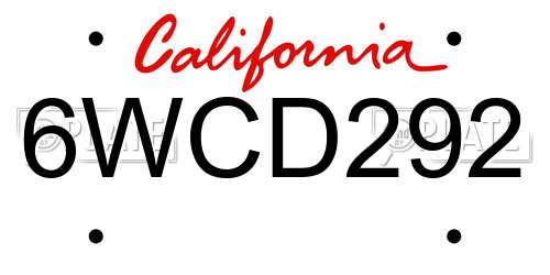 6WCD292 California License Plate