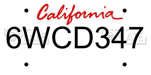 6WCD347 California License Plate