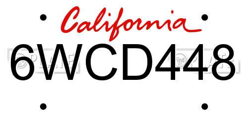 6WCD448 California License Plate